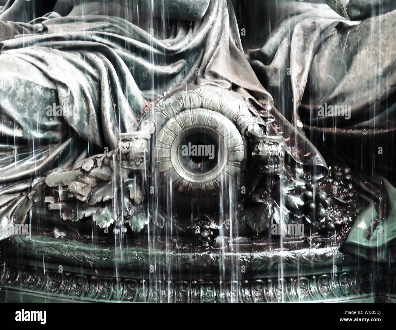 Grunge Effect Of Old Sculpture Water Fountain Stock Photo