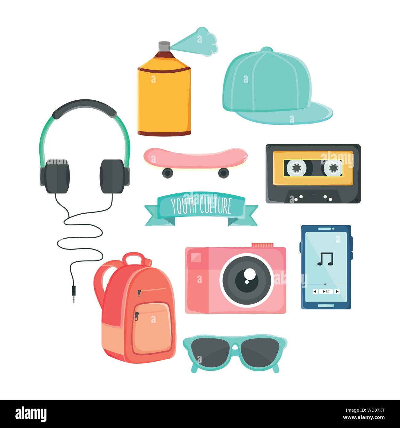 set of youth culture style icons vector illustration design Stock Vector