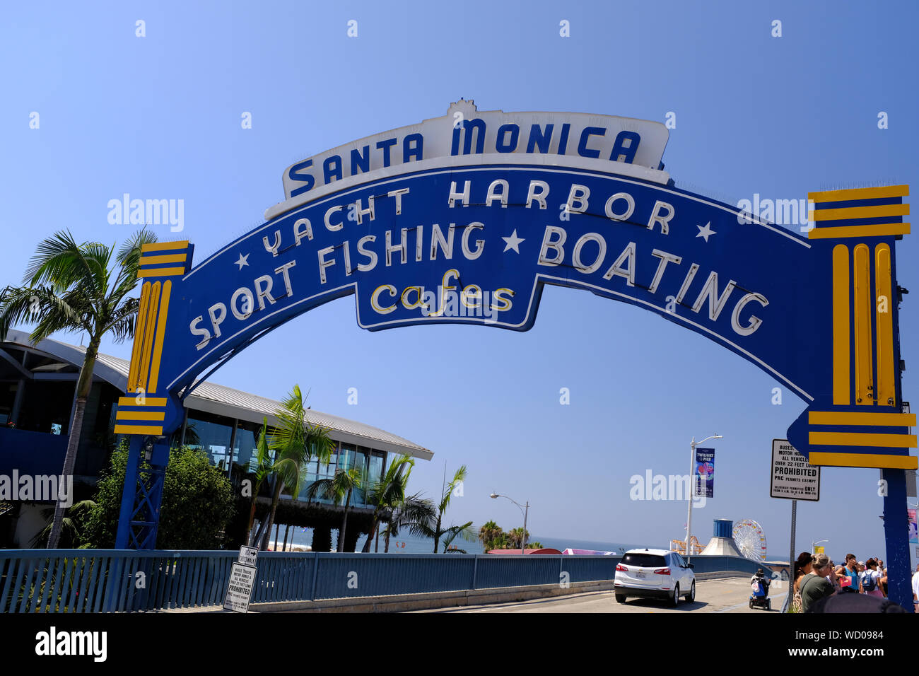 Sign for Santa Monica Pier Stock Photo