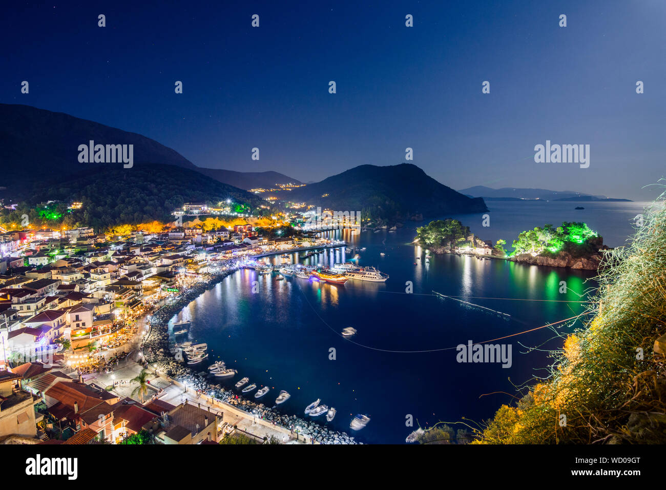Panoramic view of scenic Parga city, Greece Stock Photo