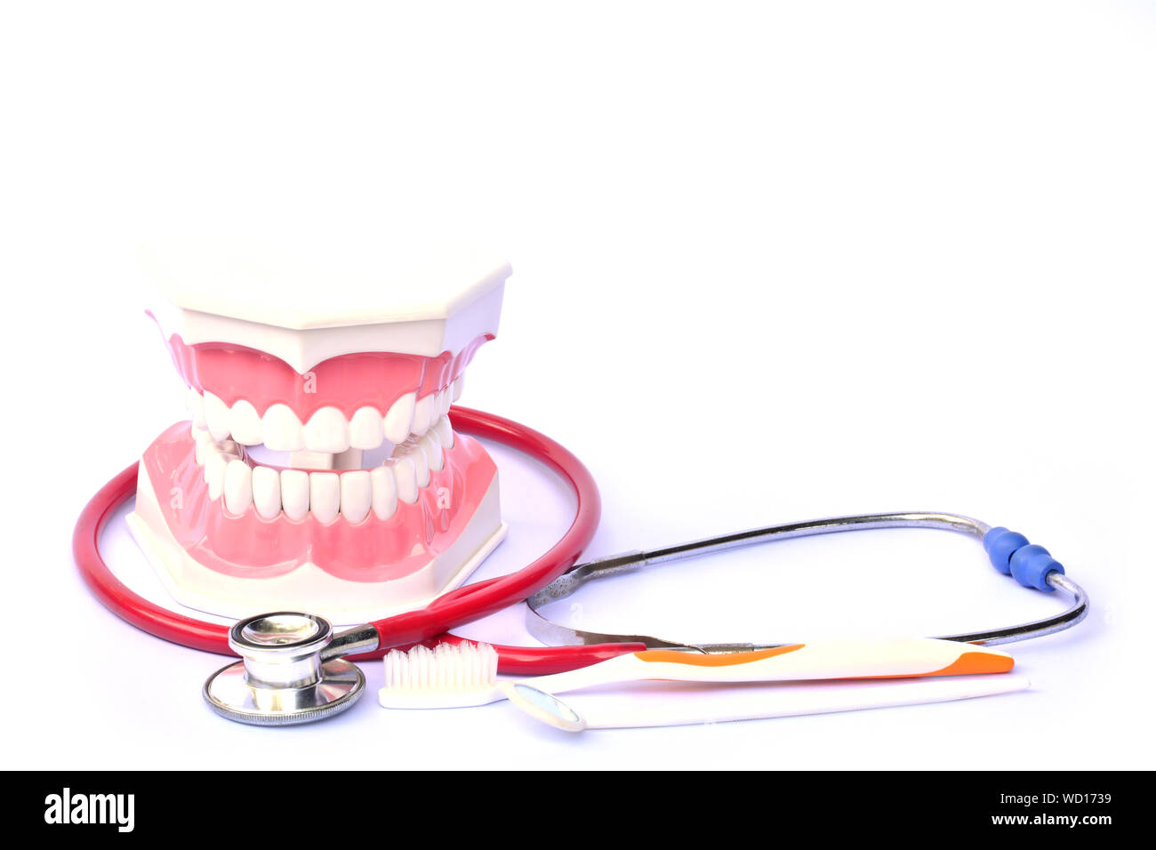 Dentures Against White Background Stock Photo - Alamy