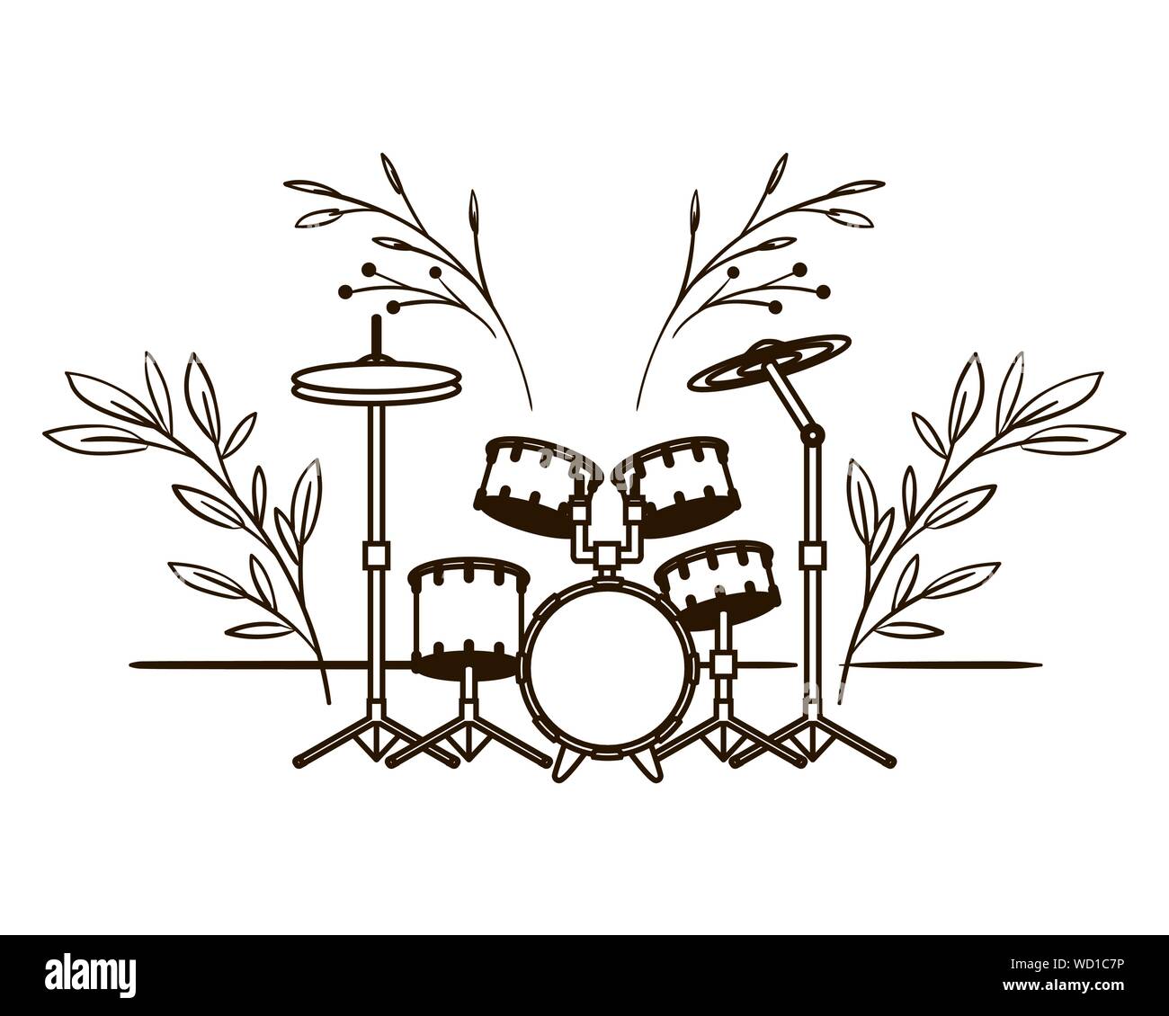 drum kit musical instrument on white background Stock Vector Image ...