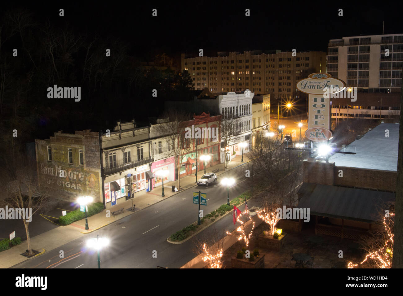 Downtown Hot Springs at Night, Arkansas Stock Photo - Alamy