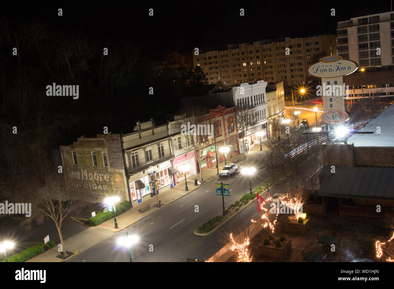 Downtown Hot Springs at Night, Arkansas Stock Photo - Alamy