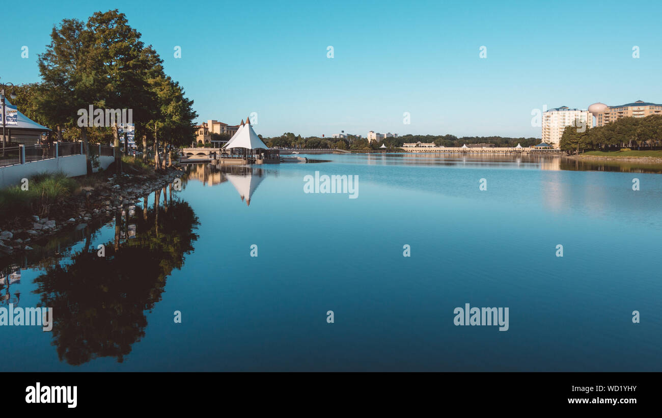 Reflection off the lake of Cranes Roost stage in Altamonte Springs ...