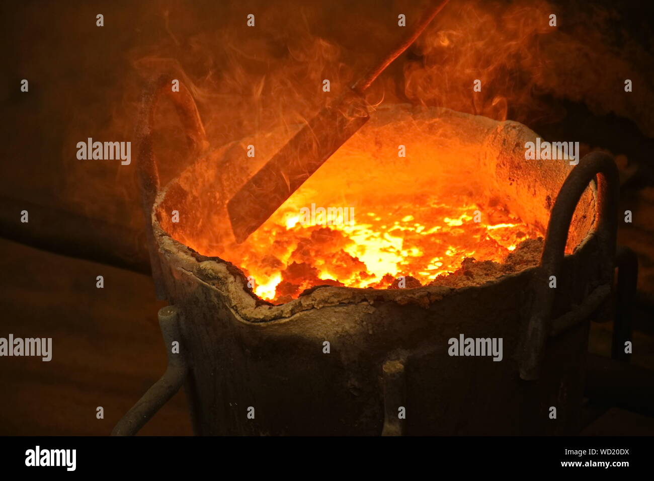 Molten Metal In Container At Factory Stock Photo - Alamy