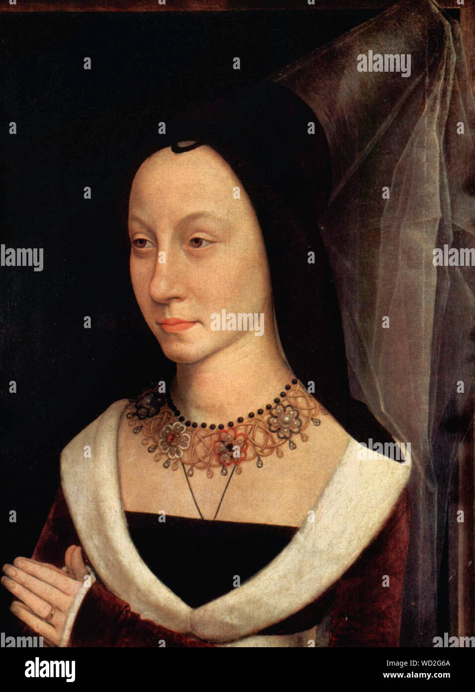 Portrait of Maria Portinari  - Hans Memling, circa 1470 Stock Photo