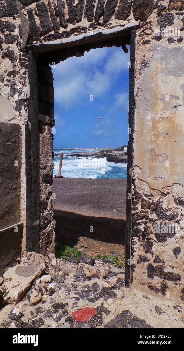 Door With View On Coastline Stock Photo