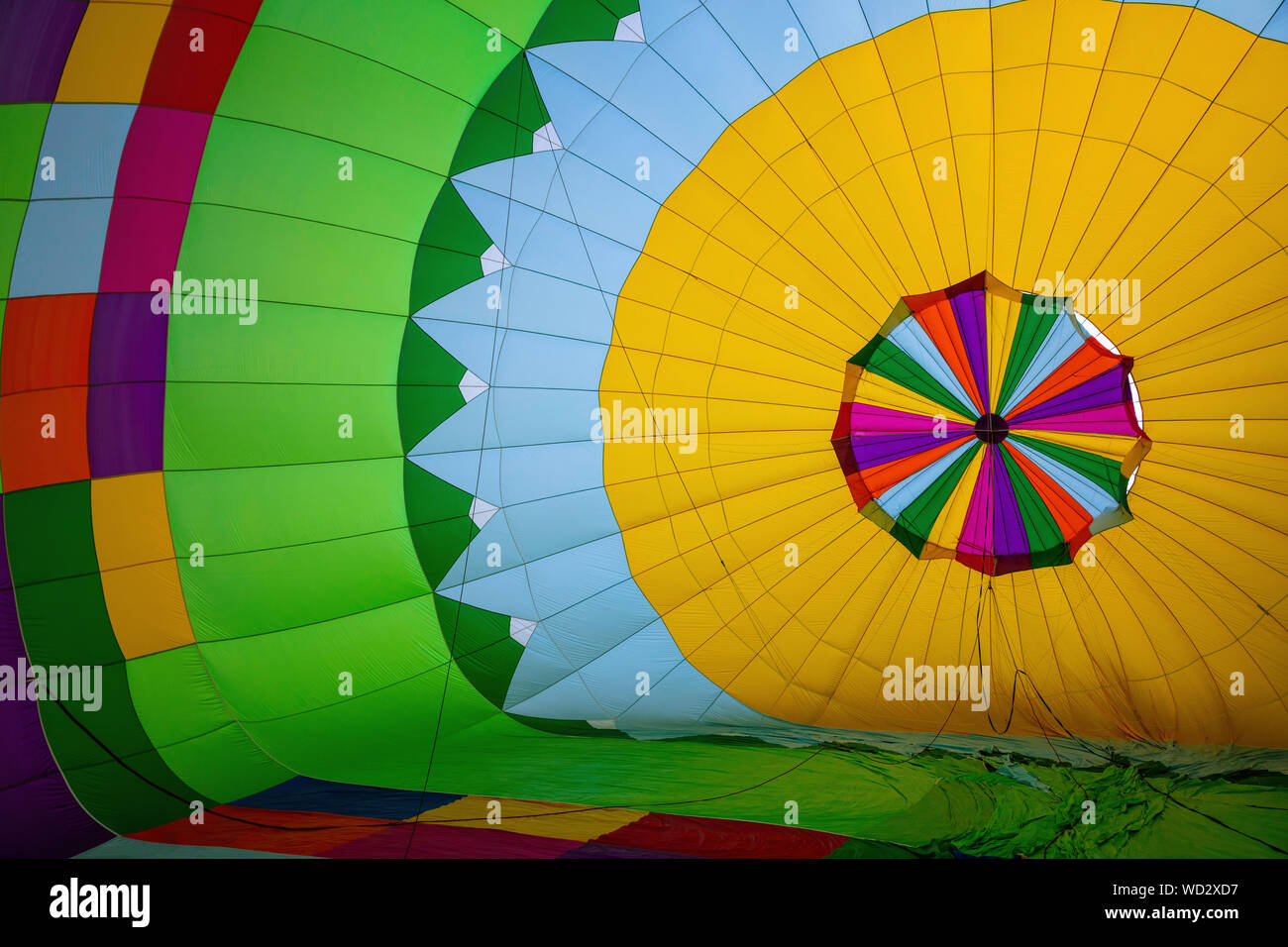 Interior of a colorful hot air balloon, Sandy Hot Air Balloon Festival