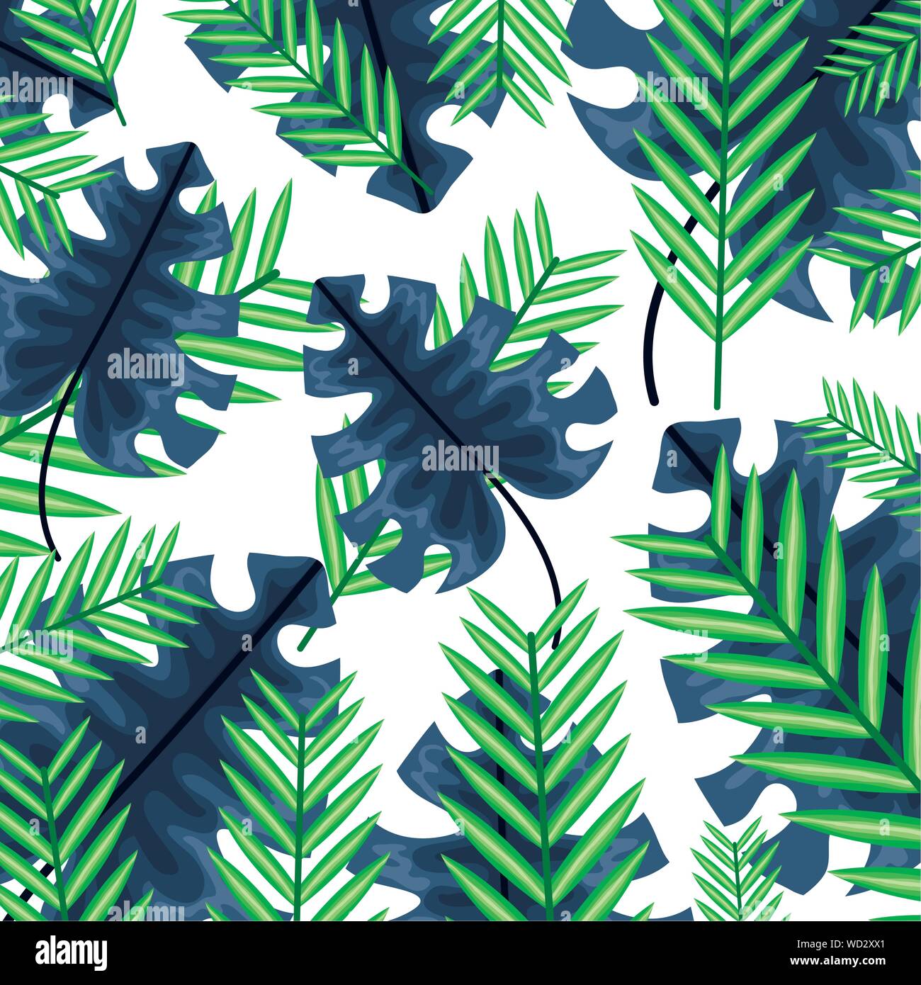 exotic and tropical leafs plants pattern vector illustration design ...