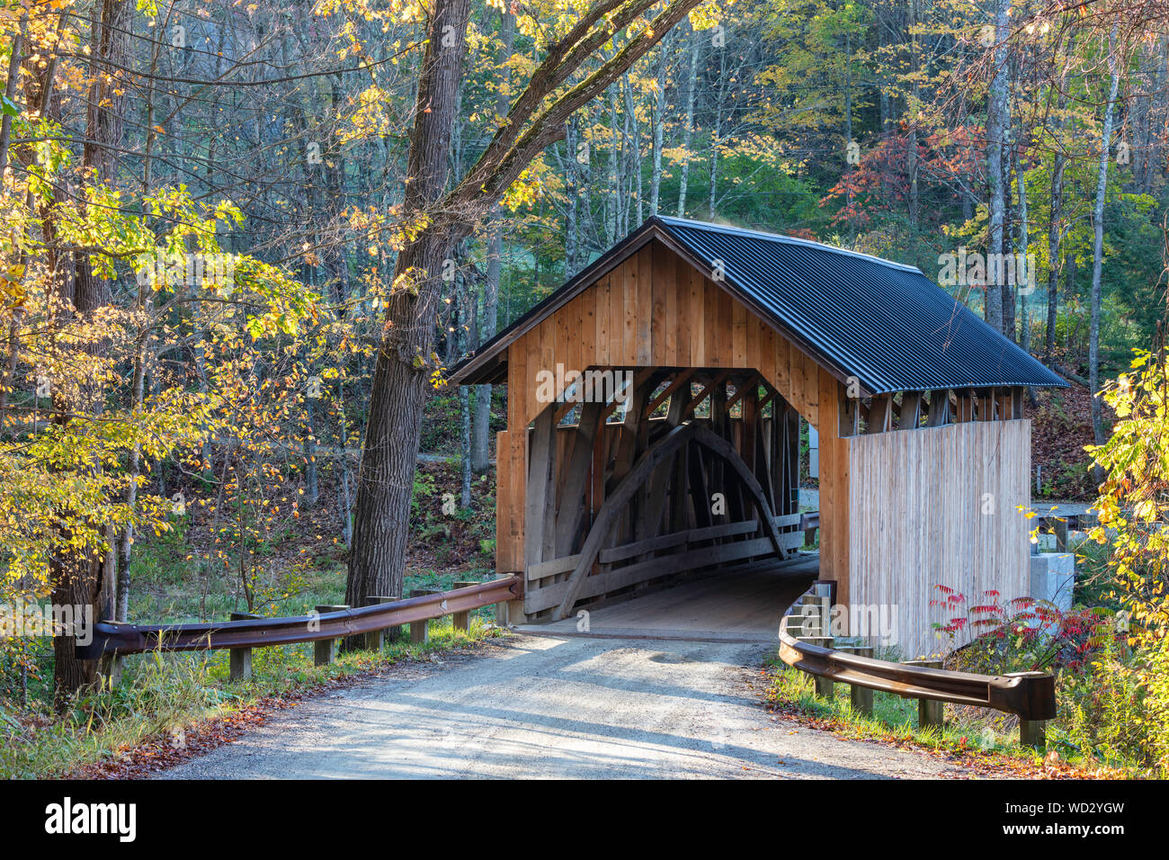 Seguin (Sequin) Covered Bridge over Lewis Creek, Charlotte, Vermont Stock Photo