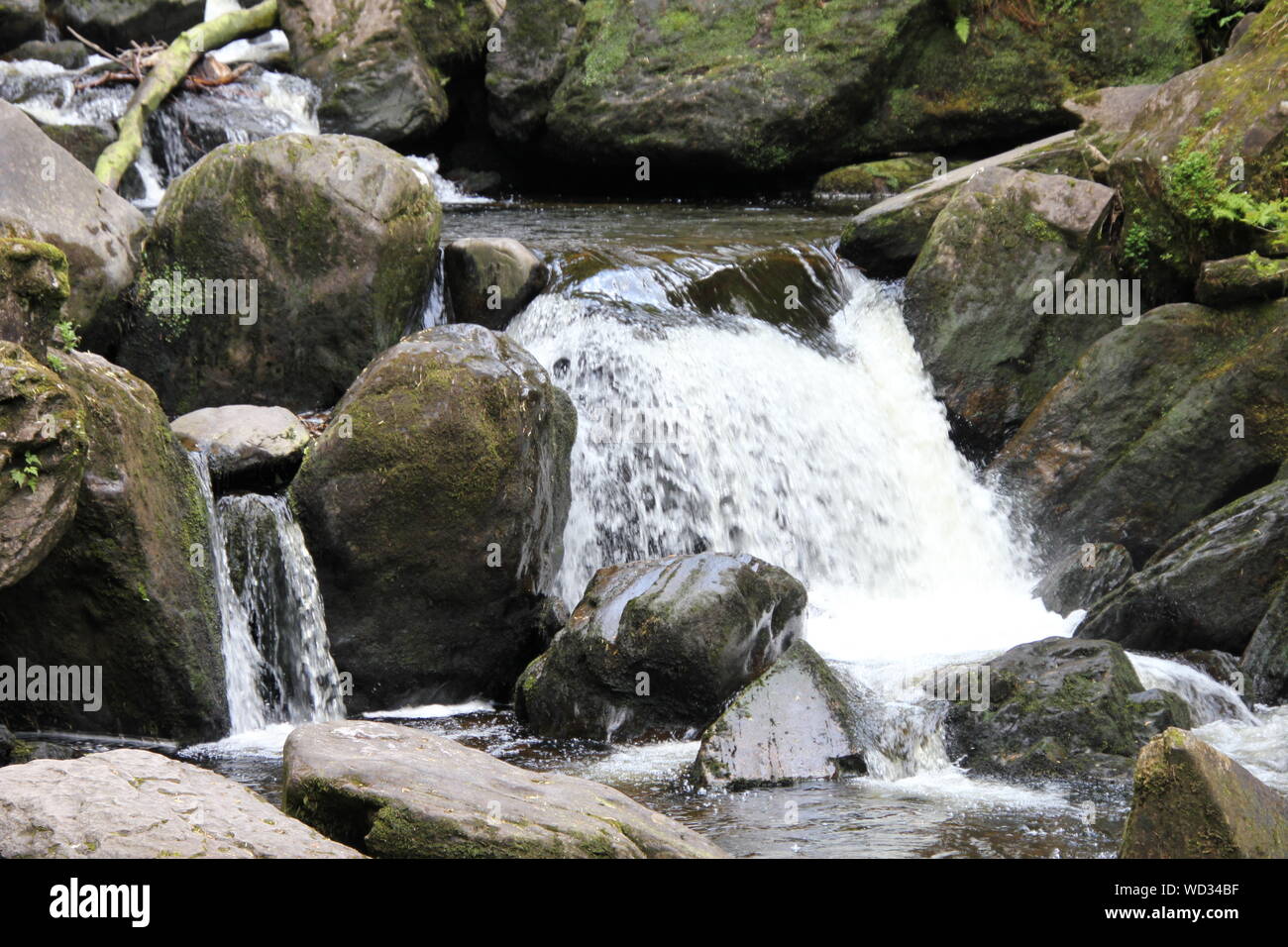 Waterfall in countryside of Wales Stock Photo