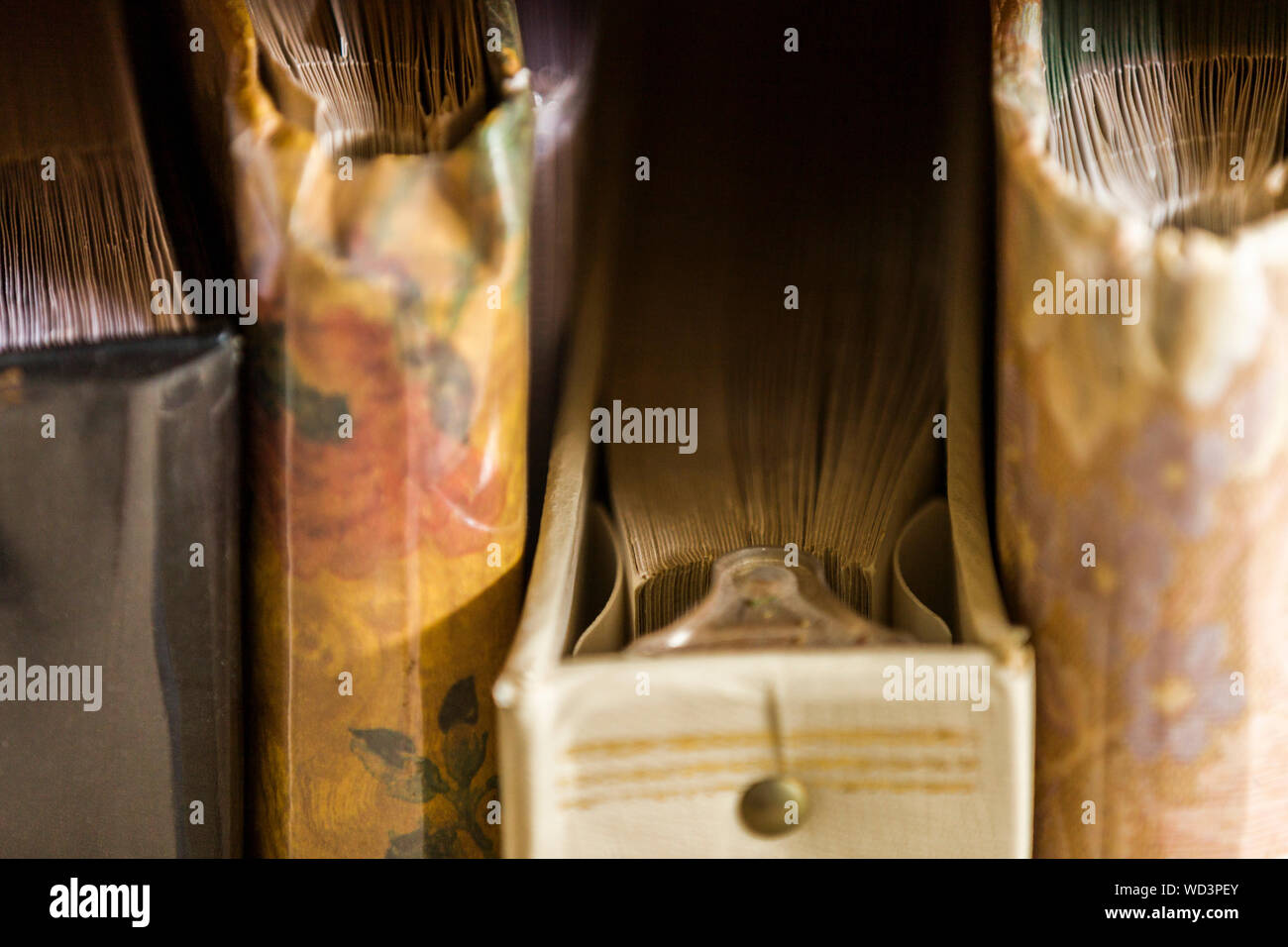 Large photo albums stored together on a bookshelf Stock Photo Alamy