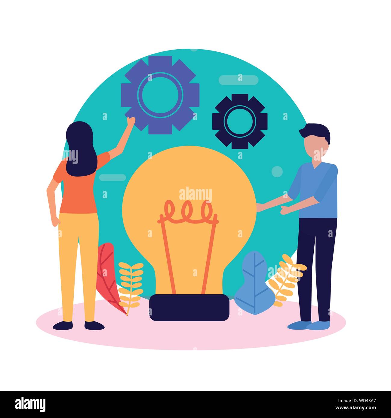 Woman and man with teamwork icon vector design Stock Vector Image & Art ...