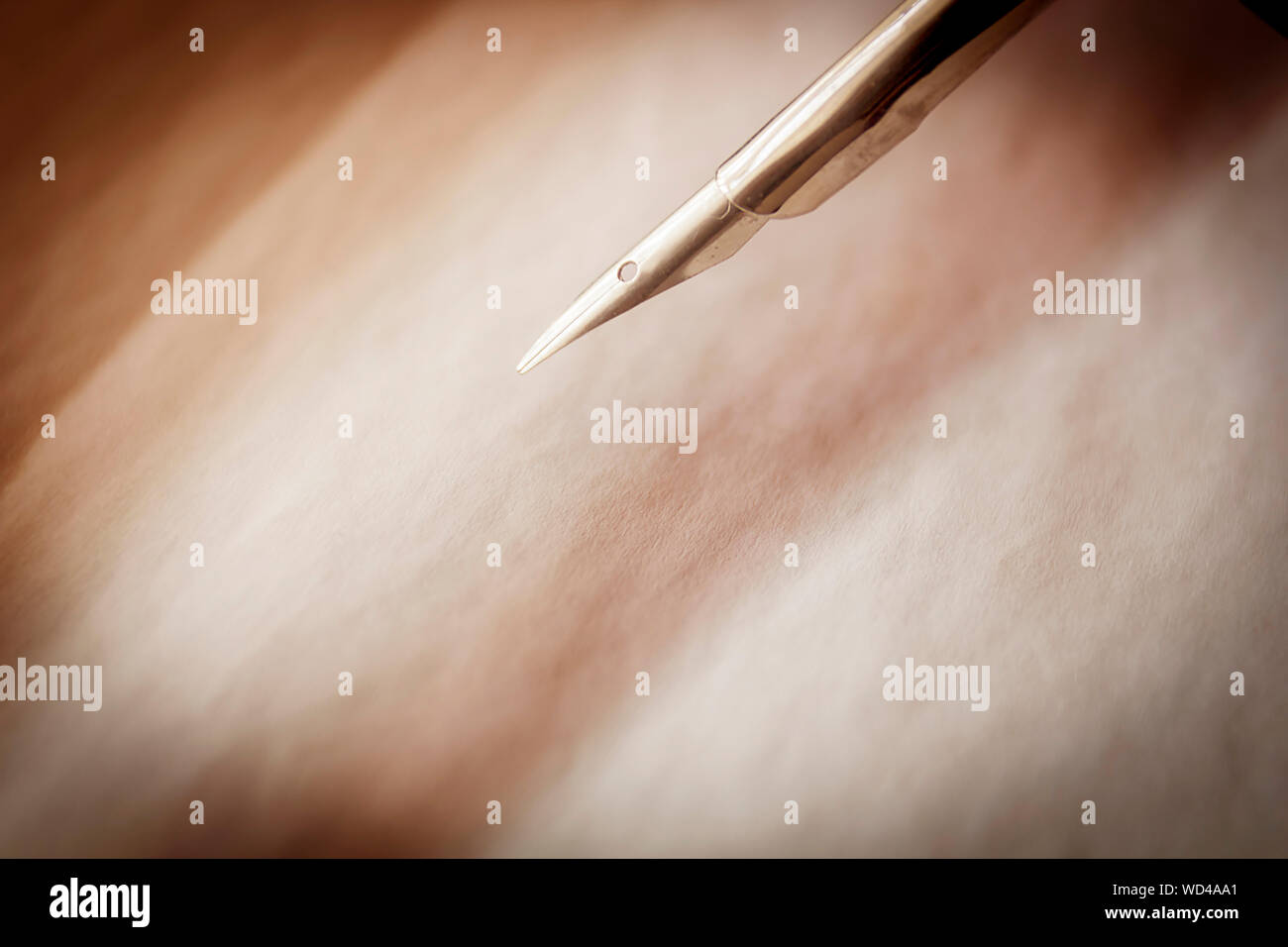 Old fountain pen on paper sheets with copy space Stock Photo - Alamy