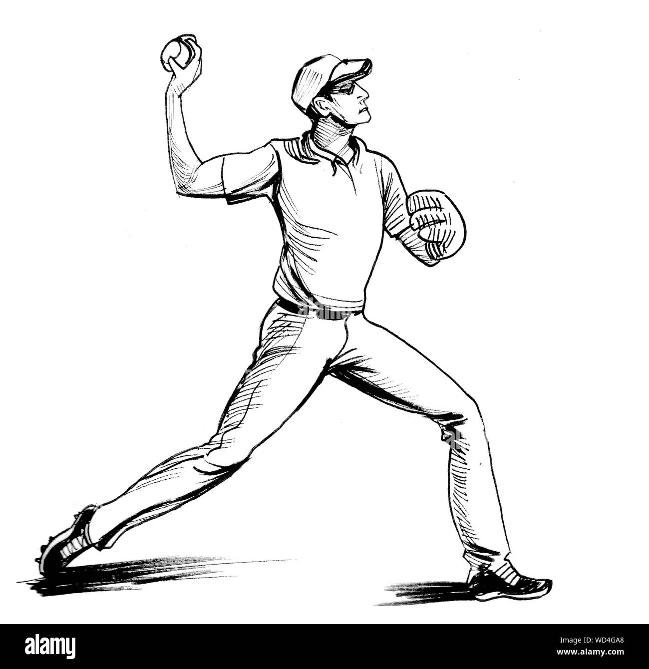Baseball player throwing ball Black and White Stock Photos & Images Alamy