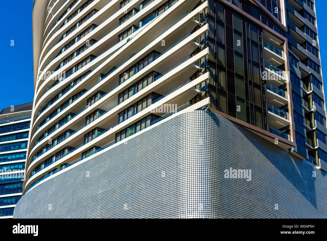 A Closeup of an Apartment Building in the City of Brisbane Australia Stock Photo