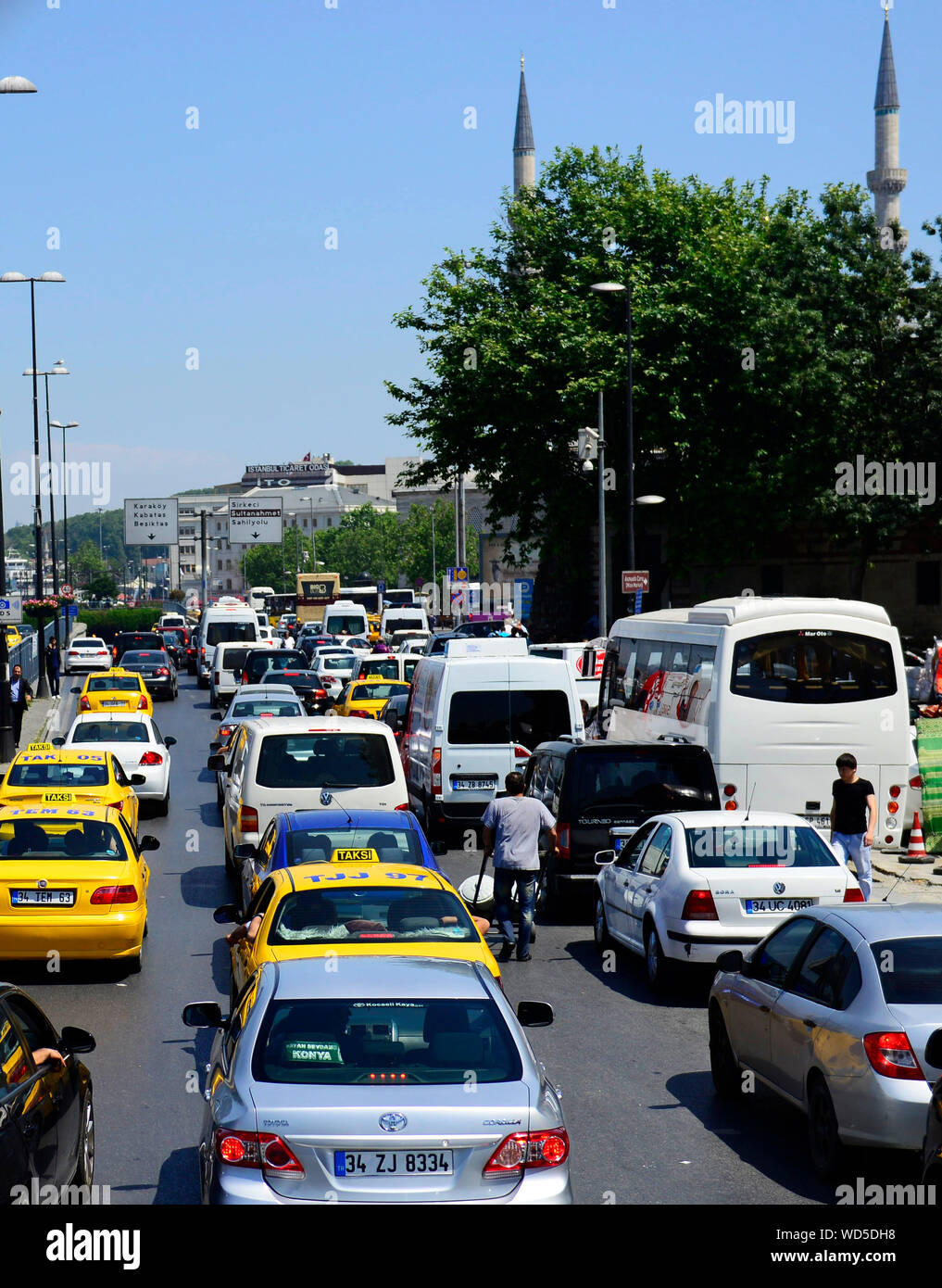Yellow taxis in Istanbul, Turkey. Stock Photo