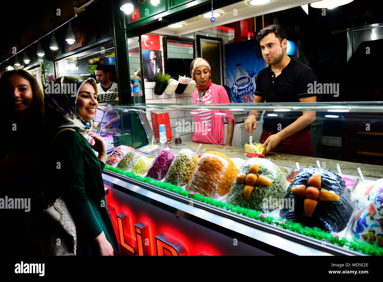 Kumpir  (A mega big baked potato stuffed with many tasty fillings) Potato is a very popular street food in the Ortakoy ,Istanbul Stock Photo