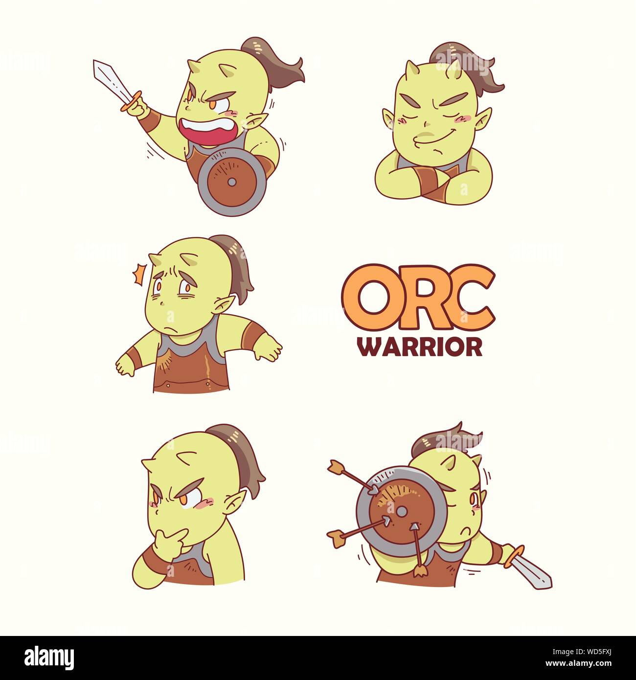 Orc warrior stickers Stock Vector