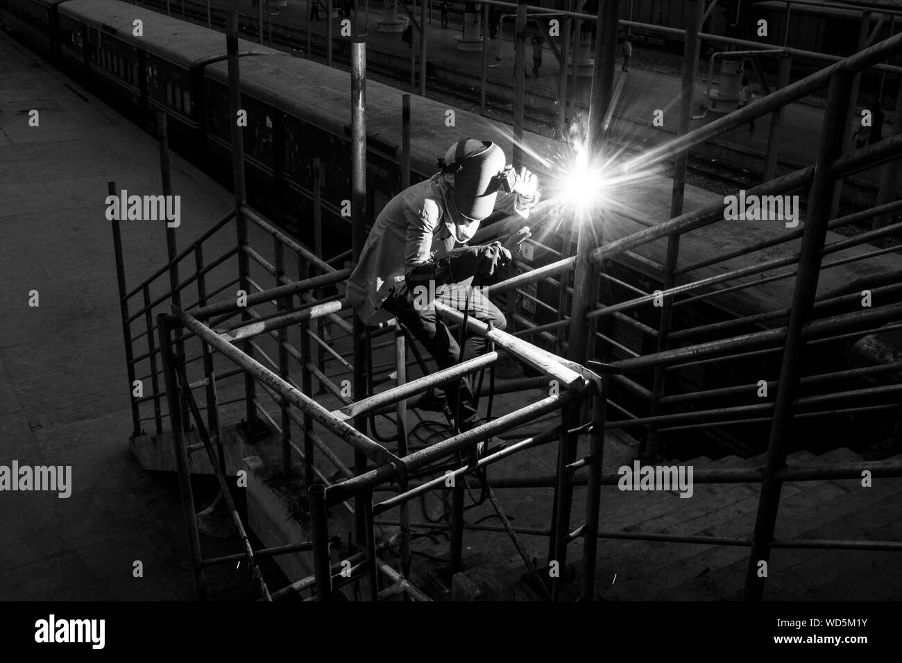 Safety railing rail Black and White Stock Photos & Images - Alamy