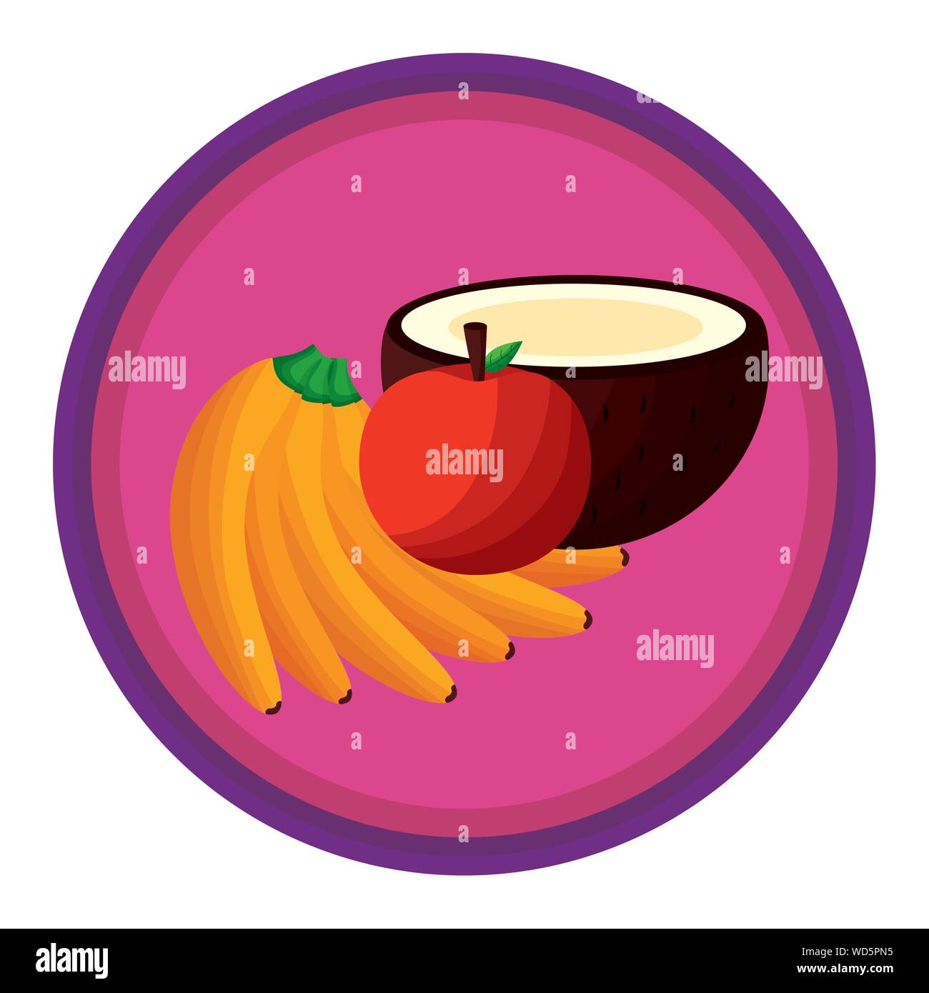 Banana apple and coconut fruit vector design Stock Vector Image & Art ...