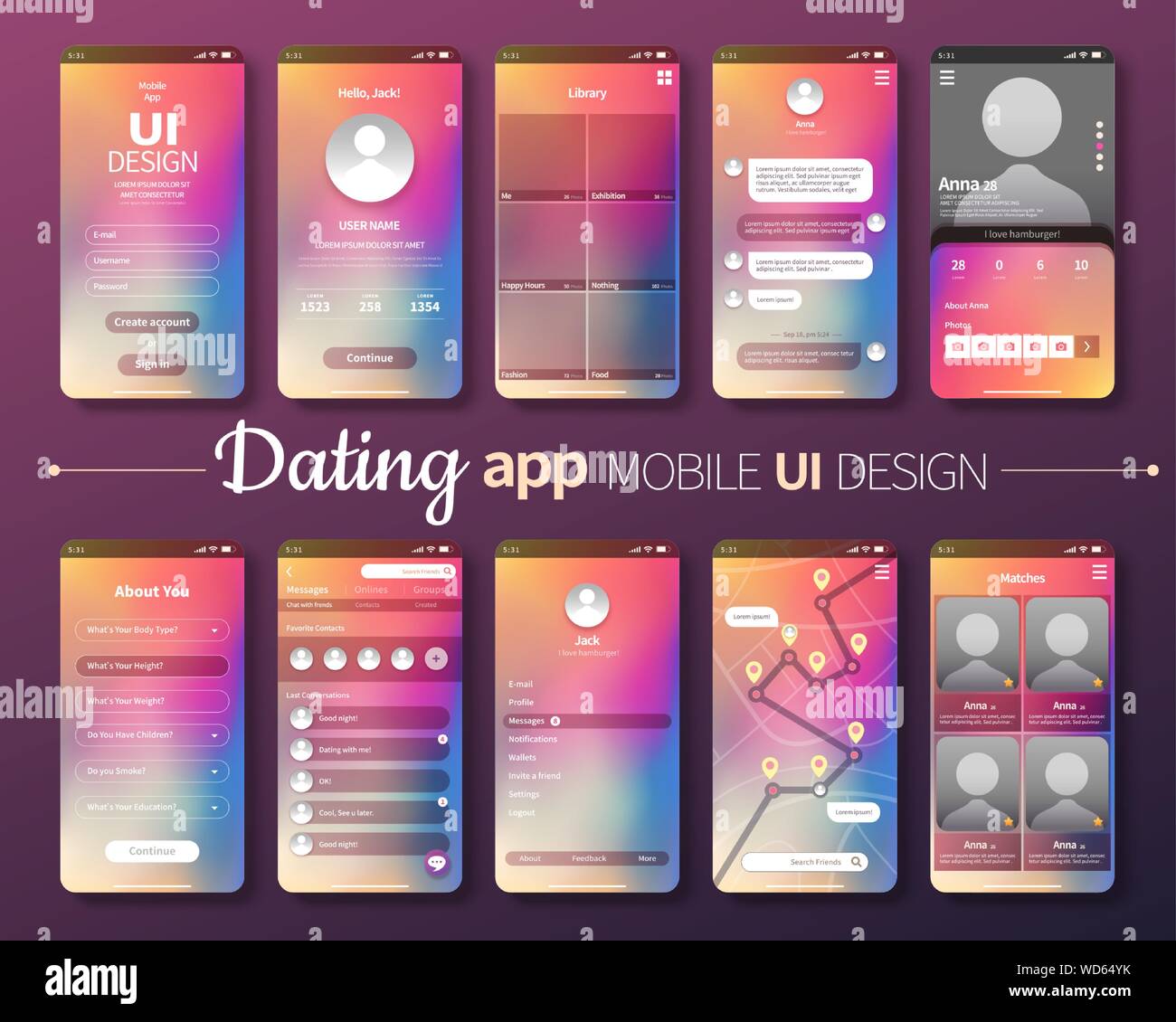 Design creative mobile apps with Gradient background app templates