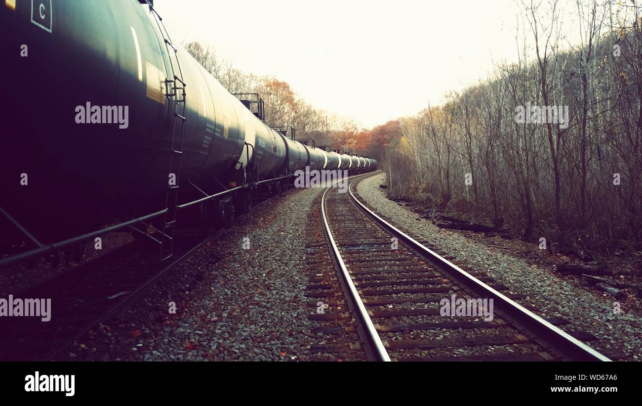 Freight Train Transporting Oil Stock Photo