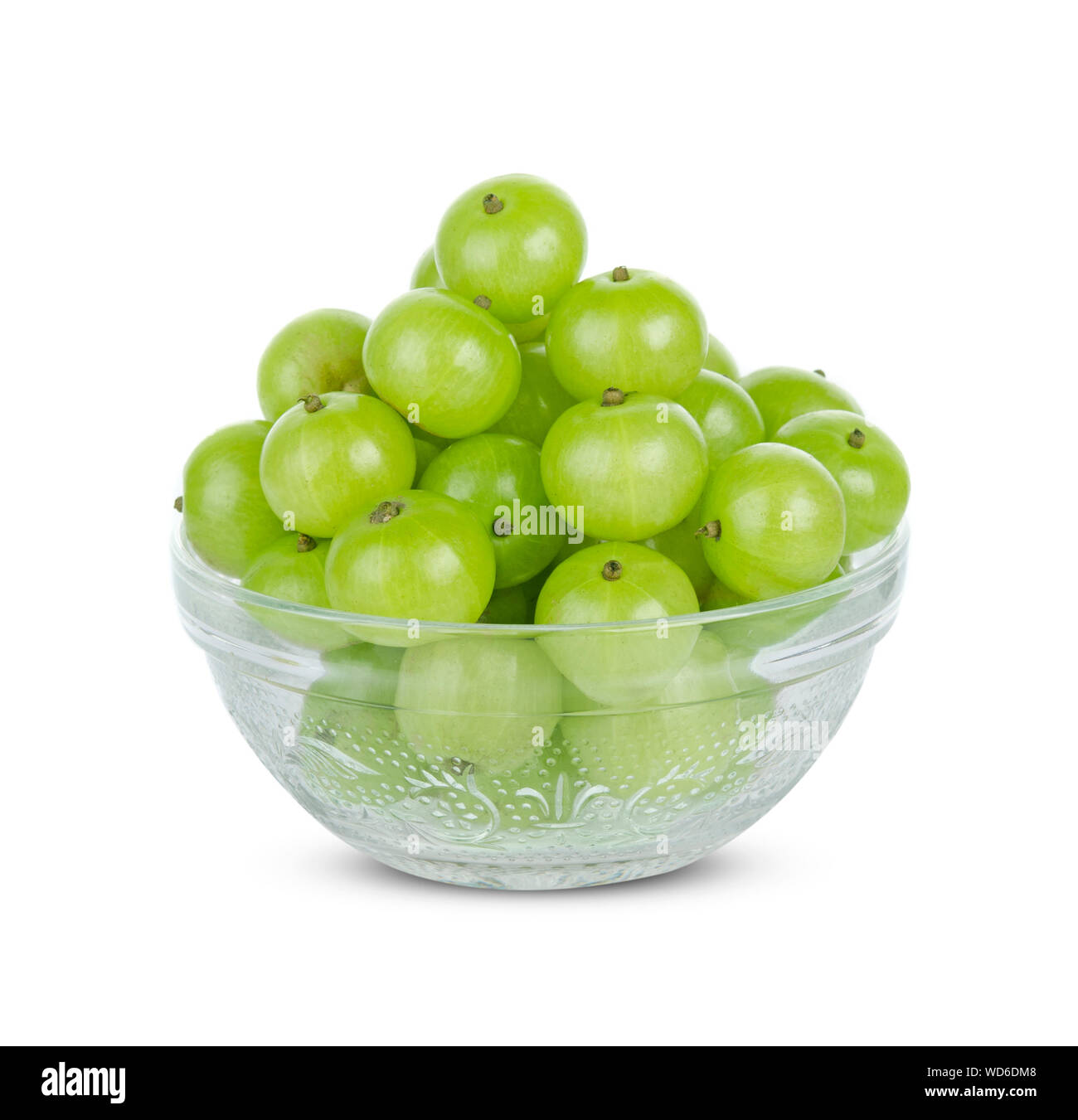 Indian gooseberry in Glass bowl isolated on white background Stock Photo