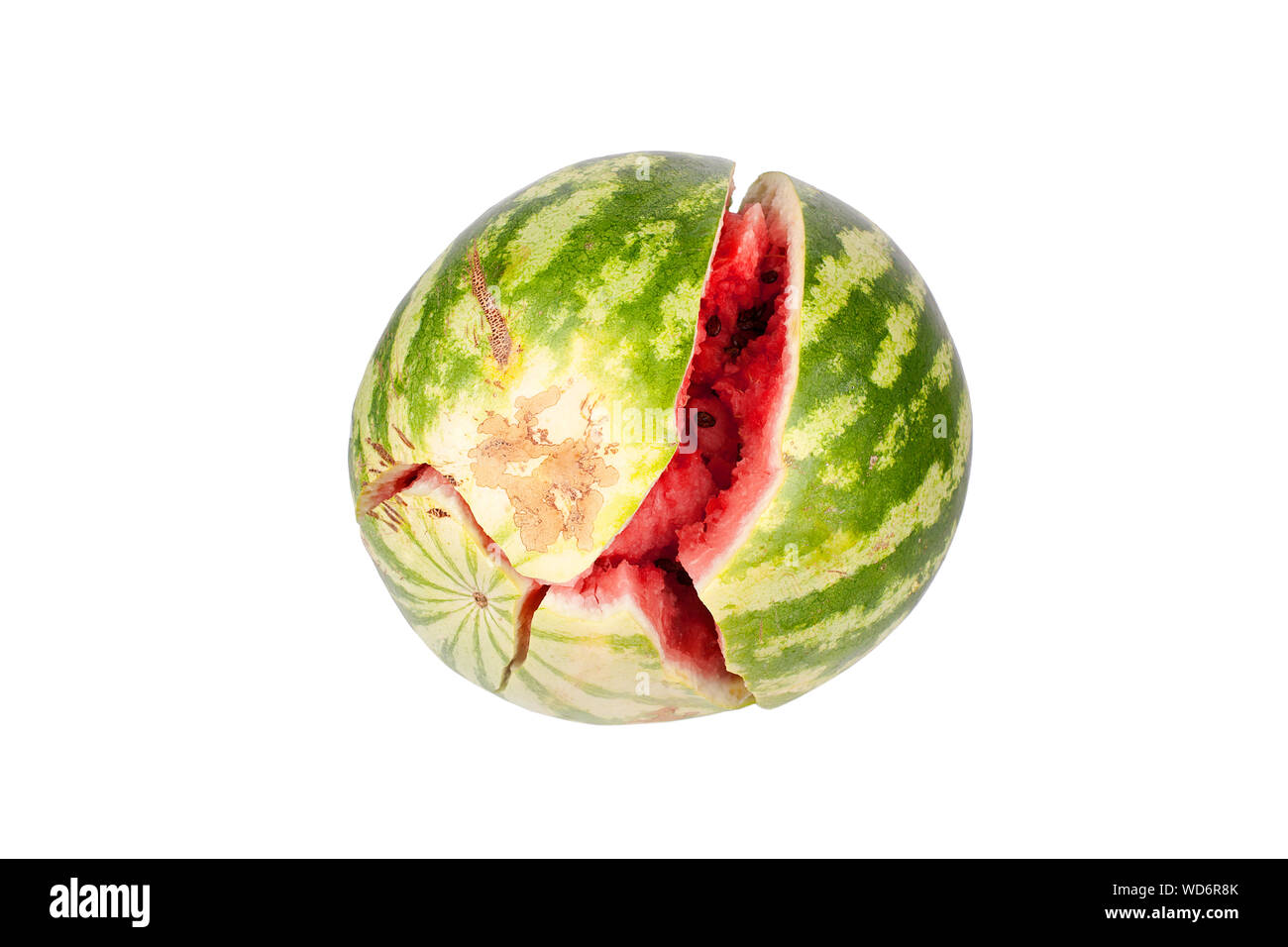 Broken watermelon on white background isolated close up Stock Photo Alamy