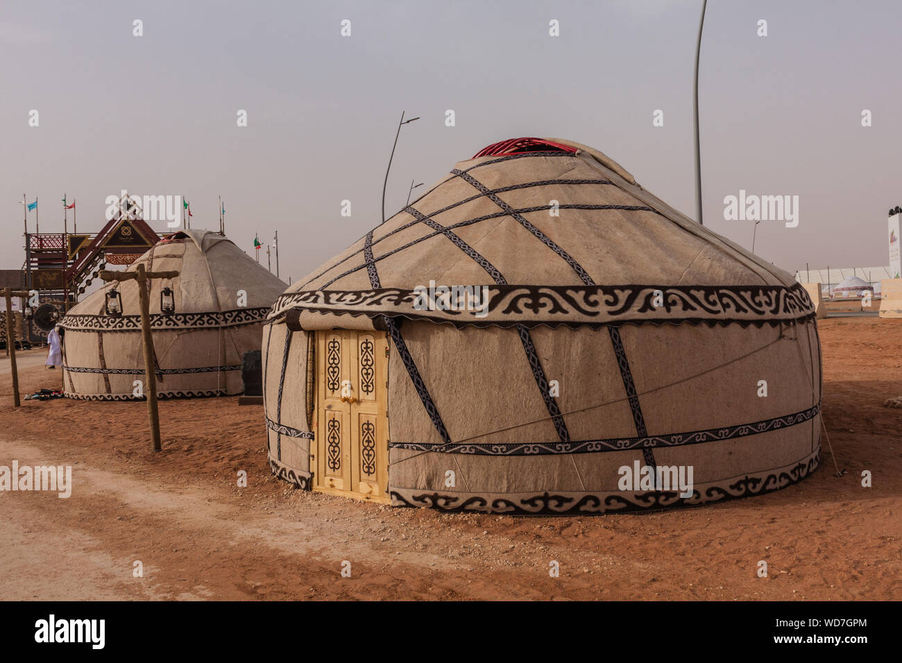 Kyrgyz yurts on the Nomadic World Show during the 2019 King Abdulaziz Camel Festival Stock Photo