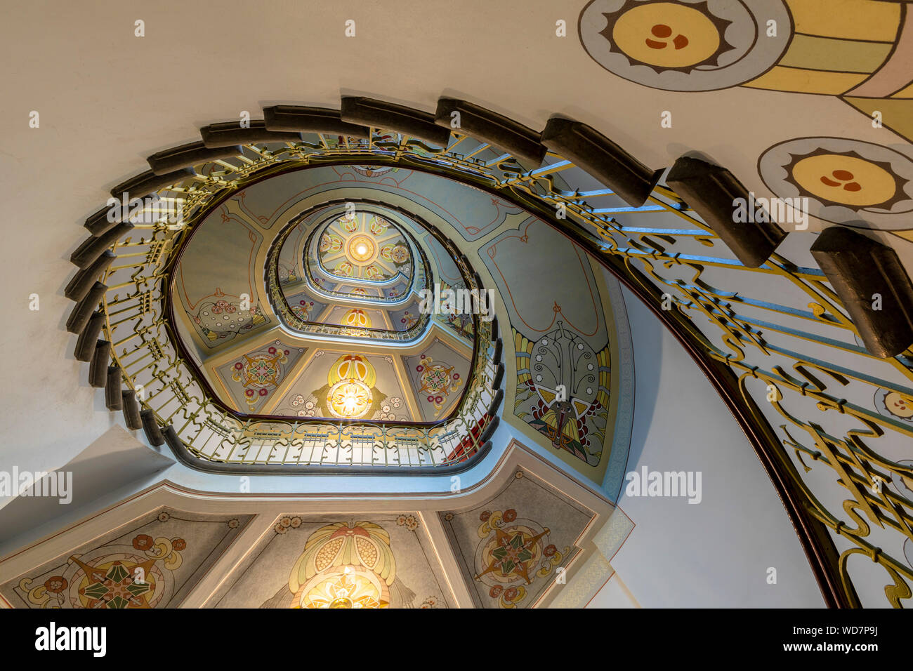 Art Nouveau Spiral Staircase, Riga, Latvia, Northern Europe Stock Photo ...
