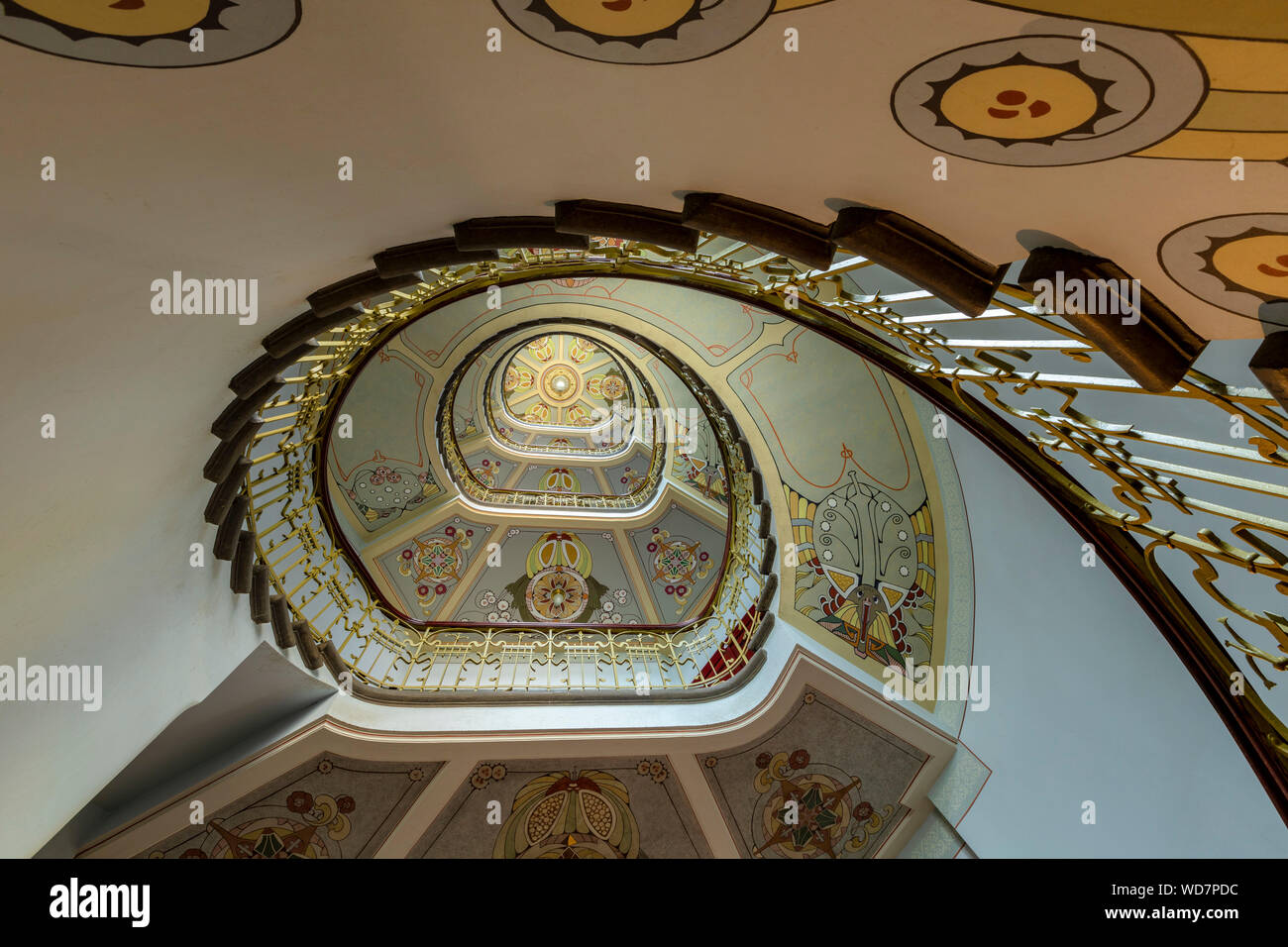 Art Nouveau Spiral Staircase, Riga, Latvia, Northern Europe Stock Photo ...