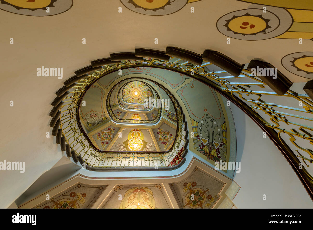 Art Nouveau Spiral Staircase, Riga, Latvia, Northern Europe Stock Photo ...