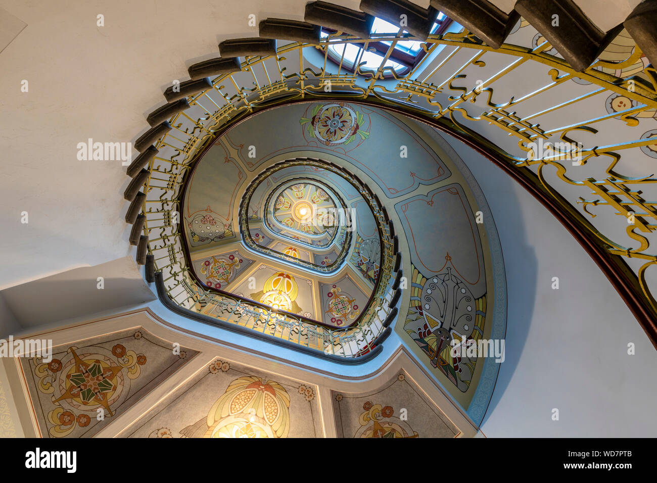 Art Nouveau Spiral Staircase, Riga, Latvia, Northern Europe Stock Photo ...