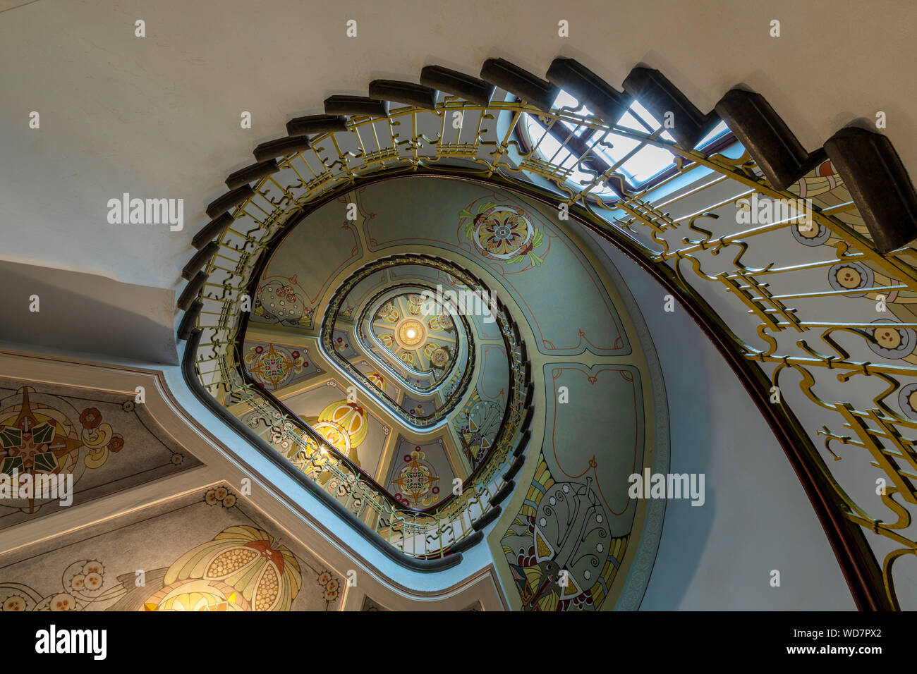 Art Nouveau Spiral Staircase, Riga, Latvia, Northern Europe Stock Photo ...