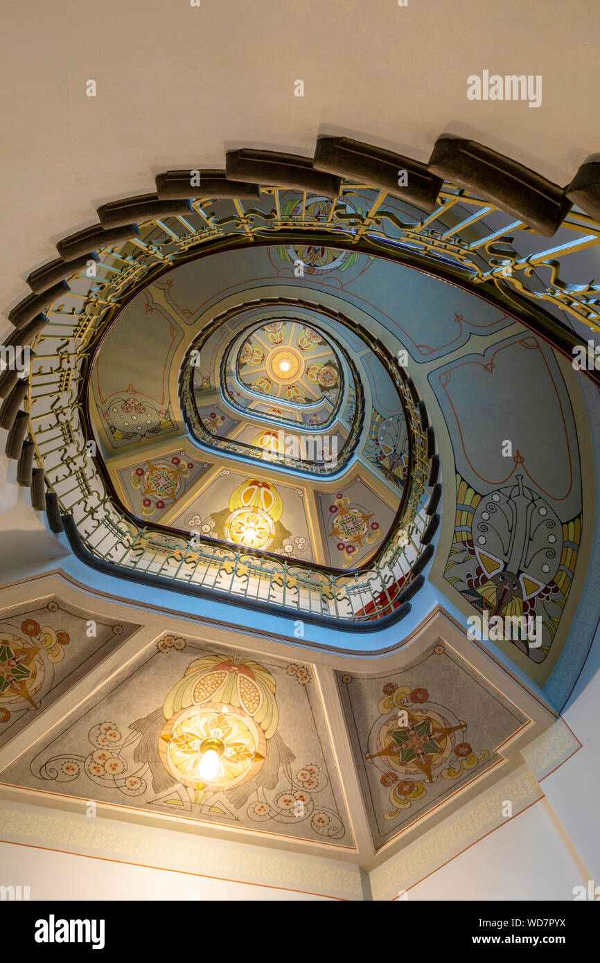 Art Nouveau Spiral Staircase, Riga, Latvia, Northern Europe Stock Photo ...