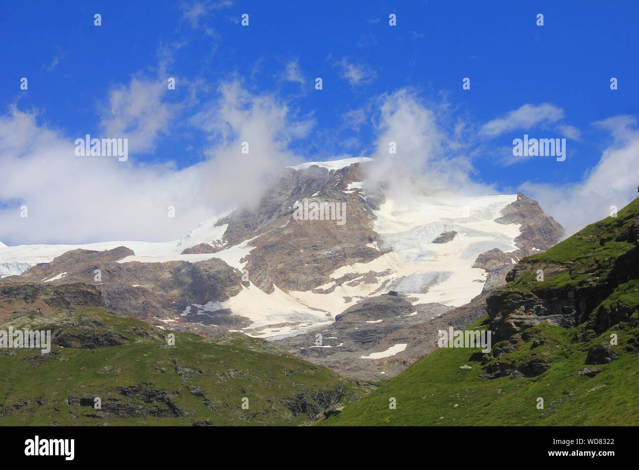 a panorama of mountain range of Monte Rosa Stock Photo - Alamy