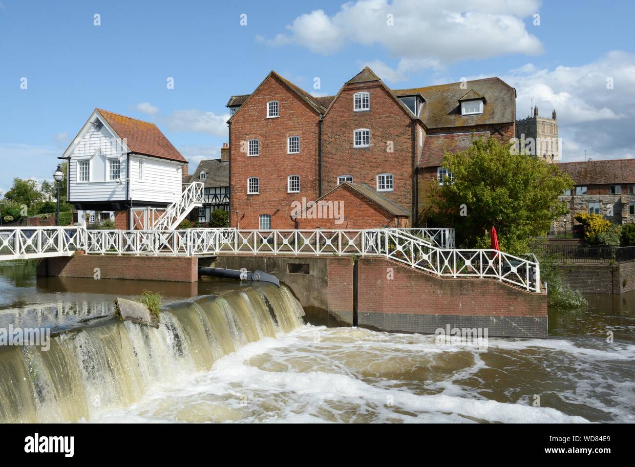 Healings flour mill or Burough Mill  and weir on River Avon Tewkesbury Gloucestershire England UK Stock Photo