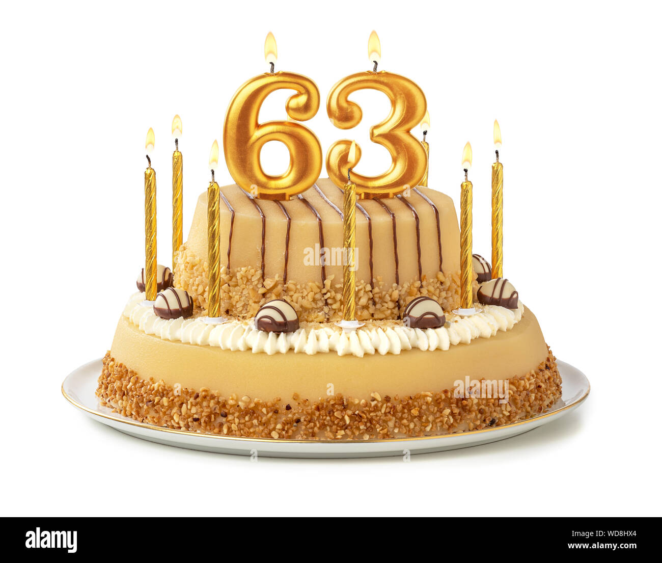 Festive Cake With Golden Candles Number 63 Stock Photo Alamy Festive Cake With Golden Candles Number 63 Stock Photo Alamy