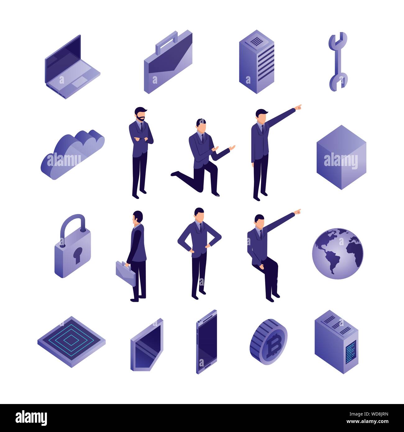 bundle of business people and data center icons Stock Vector Image ...