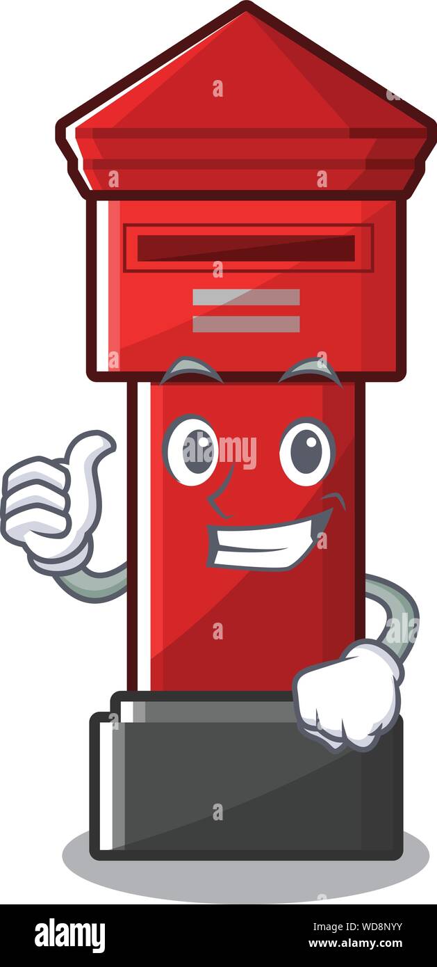 Thumbs up Pillar box sticks the character wall Stock Vector