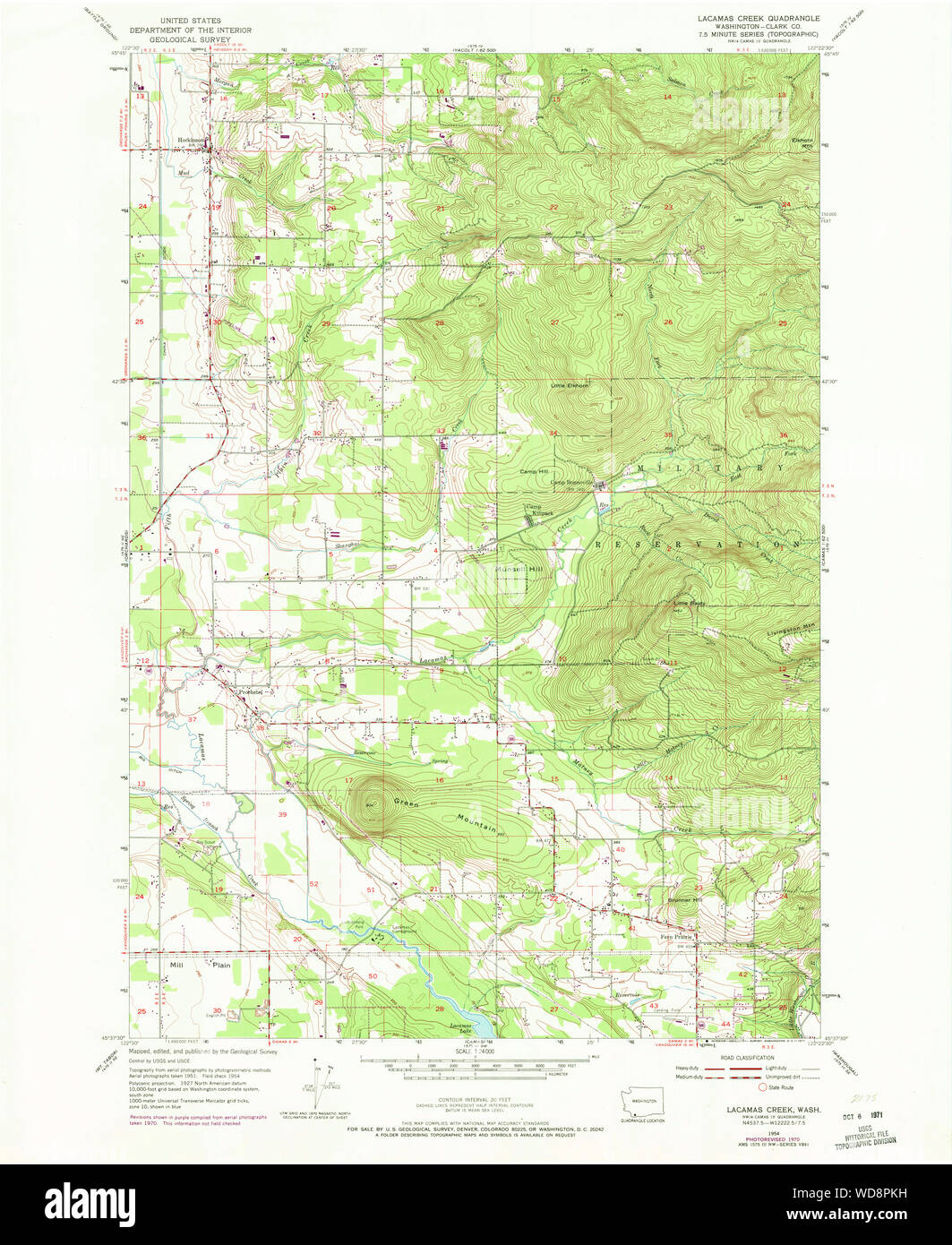 Usgs Maps Washington State Lacamas Creek, Washington, Map 1954, 1:24000, United States Of America By  Timeless Maps, Data U.s. Geological Survey Stock Photo - Alamy