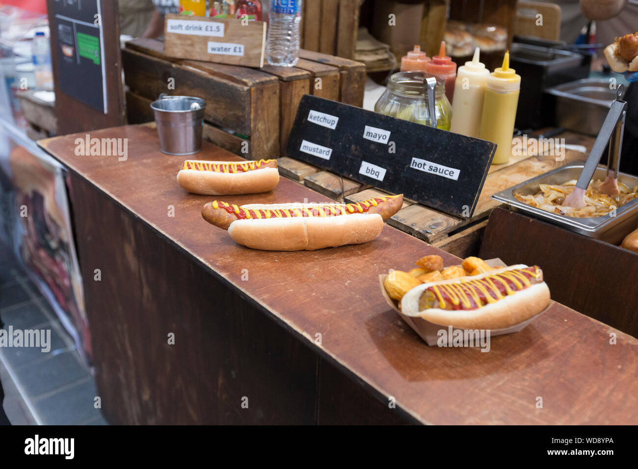Hot dog with mustard Stock Photo