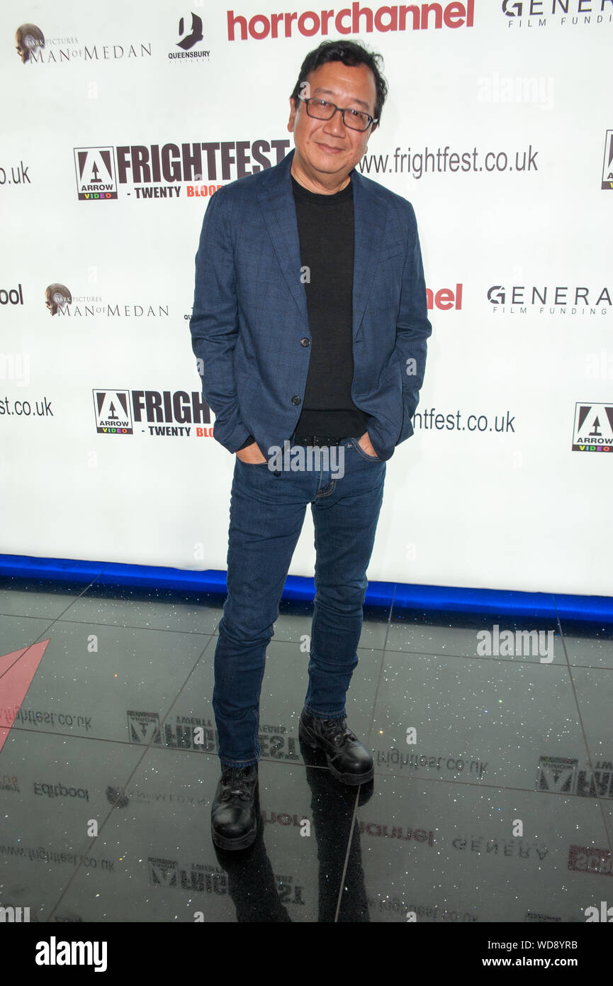 Michael Goi, Seen arriving for the film Mary at Fright Fest. Leicester Square, London. 24.08.19 Stock Photo