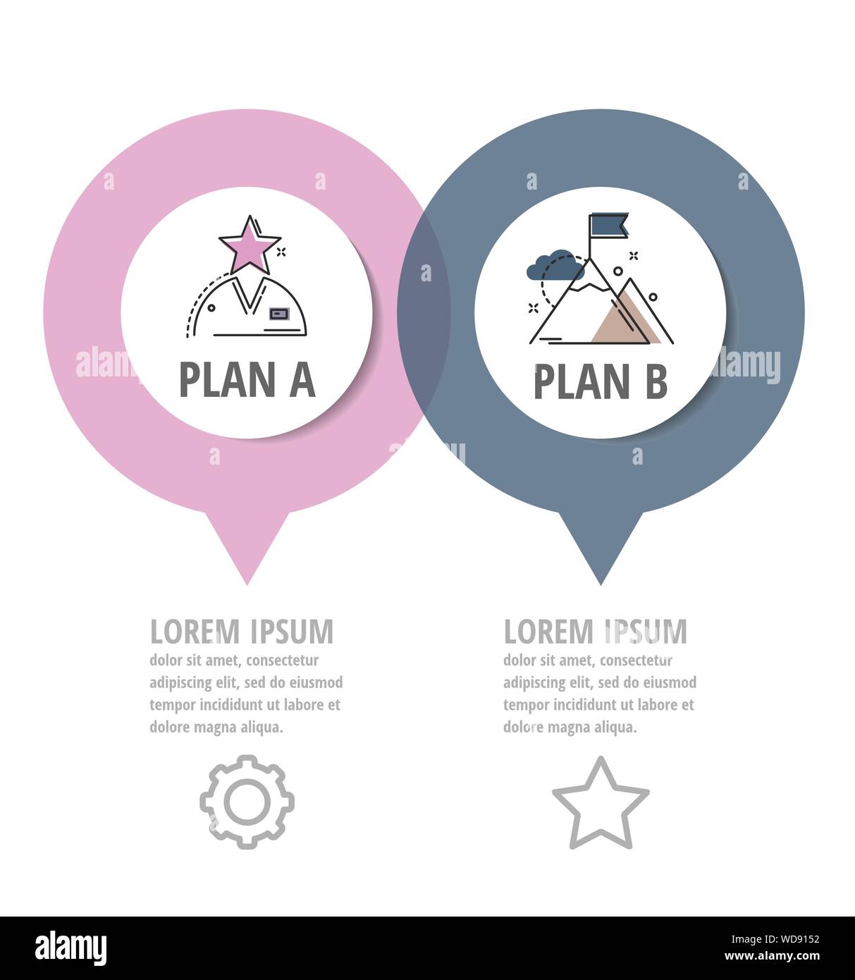 Modern flat vector illustration. Circular infographic template with two ...