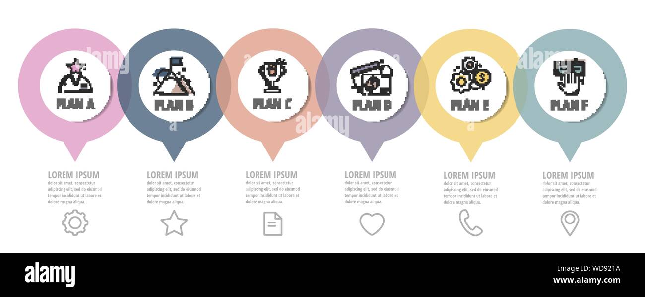 Modern flat vector illustration. Circular infographic template with six ...
