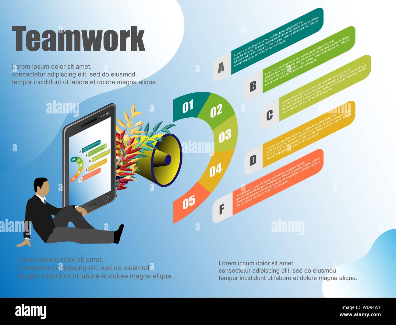 Business team togetherness. Business teamwork success concept. Finance concept illustration. Office concept business people vector illustration flat Stock Vector