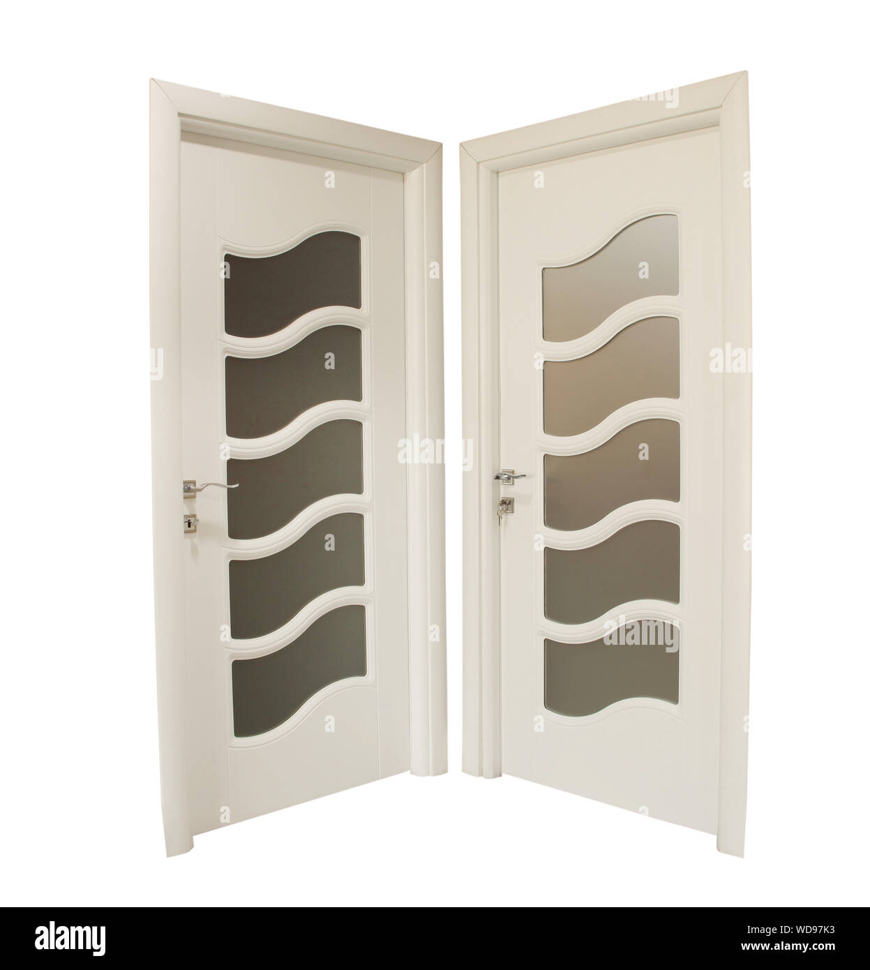 Modern Interior Wooden Door In White Background Stock Photo