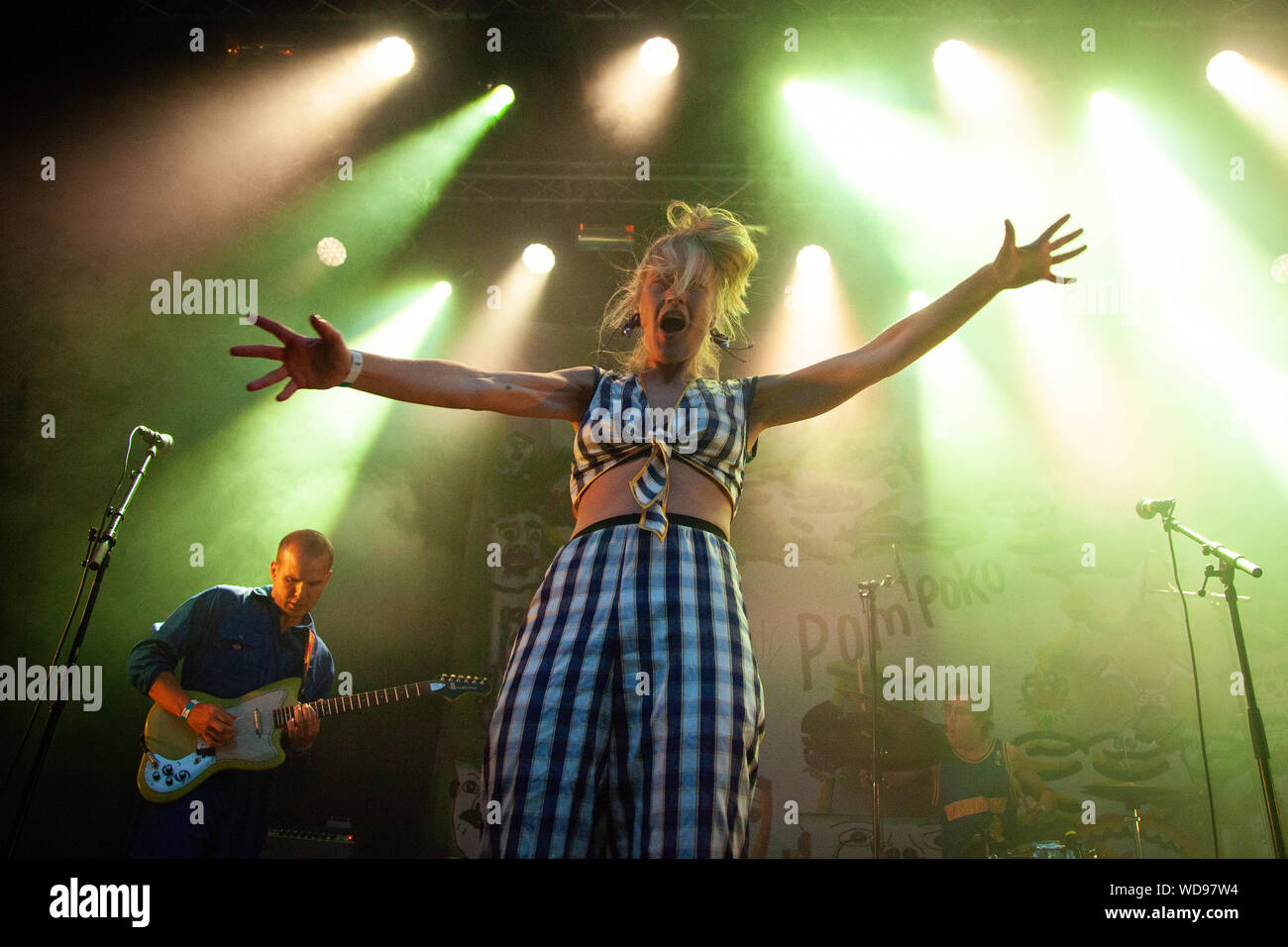 Trondheim, Norway. August 16th, 2019. The Norwegian rock band Pom Poko ...